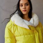 BDG NWT Urban Outfitters Marlow Puffer Jacket Yellow Shawl Collar Yellow sz S Photo 4