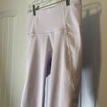 Apana Women's Cropped Capri Leggings Sz Small White Purple Hue Criss-Cross Hem # Photo 3