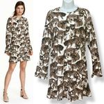 H&M Bengal Cat Dress Women Size 6 Animal Pattern A-Line Long Sleeves Viscose Photo 1