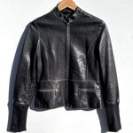 Roots  Women’s Black Leather Zip Front Jacket Size 4 Photo 0