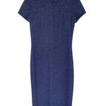 VINTAGE David Warren Midnight Blue Sparkly Mandarin Collar Full Length Dress Size 10 Photo 0