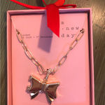 A New Day  NWT 18" plus 3" Extender Bow Locket Gold Tone Necklace Photo 0
