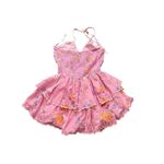 Love Shack Fancy  Aqua Pink Floral Ruffle Halter Dress Womens Size Small Photo 4