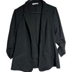 Retrology Women's Black Ruched Sleeve Open Front Blazer Jacket Size S Photo 0