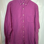 Banana Republic  Shirt Womens Large Long Sleeve Button Up Purple Linen Cotton‎ Photo 0