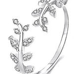 Boutique Sparkly‎ 5a Cz Leaf Ring | White Gold Plated Sterling Silver Photo 0