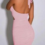 Baby Pink Sleveless Halter Ruched Dress NWT Photo 1