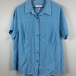 Christopher & Banks Shirt Womens 1X Blue Gingham Check Short Sleeve Button Front Photo 0
