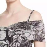 Fuzzi Print Tulle Floral Ruched Off Shoulder Dress Black Size M Photo 2