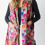 Natural Life Women's Multicolor Floral Hooded Kimono Vest Size XL Photo 0