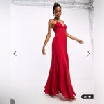 ASOS NWT  DESIGN ruched bust chiffon panelled corset maxi dress in red sz‎ 8 Photo 2