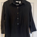 White Stag  Black Button Down Shirt Ladies Size‎ S (4/6) 3/4 Sleeve Photo 0