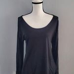 Converse Women's Black Long Sleeve Sheer Panel Scoop Neck Shirt Size M Photo 0