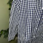 Stateside  Women’s Oversized Gingham Navy and White Linen Button Down Size Small Photo 2
