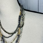 Loft Ann Taylor  Multi 5-Strand 19" Necklace Glass Wood Beaded Adjustable Photo 3