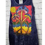 No Time Tunic Tank Top Mini Dress Women Size Large Mushroom Boho 100% cotton. Blue Photo 1