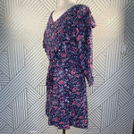 Rebecca Taylor La Vie Toile Fleur Floral Midi Dress Midnight Blue Size Medium Photo 4