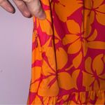 J.Crew Size 2 Tiered Midi Dress Tropical Floral Pink Orange Vacation Casual Photo 8