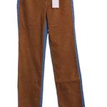 Good American Womens Icon Mixed Media Jeans Blue Brown Denim Faux Suede 00 New Photo 0