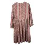 Porter XL Midi Dress Pink Snake Print Long Sleeve Pleated Skirt Boho Cottagecore Photo 8