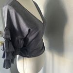 Haute Monde Ruffle Wrap Blouse — Bold Sleeves, Luxe Texture. Photo 4