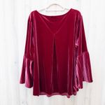 Womens Velvet Top Size 2X Dark Pink Bell Sleeve Boho Holiday Romantic Party Luxe Photo 2