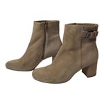 Naturalizer Tan Oatmeal Suede Leather Willette Side Zip Buckle Ankle Bootie 9.5 Photo 3