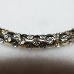 Unique Vintage Vintage Shine Bright Circle Hoop Gold Tone Heavy Metal Clear Rhinestone Earrings Photo 2