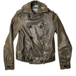 Gap  Leather Moto Peacoat Jacket‎ Women's Small FA08 Bronze Double Breasted Small Photo 0