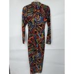 Madrag Sheer Retro Y2K Groovy Midi Bodycon Dress Women S Colorful Rave Festival Photo 1