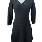 Dana Buchman Women’s Black Ribbed Diamond Sweater Dress Long Sleeve V-Neck Sz S Photo 0