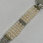 Ocean Dream Pearl Watch women silver tone rhinestones 23mm round 7” running Photo 7