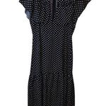 SheIn Black & White Polka Dot Midi Cold Shoulder Dress Photo 0