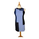 Calvin Klein Shift Dress Color Block Denim Sleeveless Career Blue Women Size 4P Photo 3