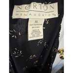 Norton Mcnaughton  Black Midi Skirt With Tan Leaf Pattern, Elastic Waist, Slit XL Photo 2