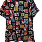 UA Flex 2 Christmas Holiday Festive Stamp Sticker Stretch Medical Scrubs Top Photo 5