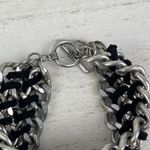 Source Unknown Silver Tone Chain Link Bracelet Black Braided Faux Leather Toggle Clasp NWOT Photo 8