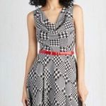 Modcloth Computer Tutor Houndstooth Cowl Neck Dress Photo 0