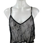 NEW Oak + Fort Black Lace Mesh Floral Sleeveless Cami Camisole Crop Tank Top S Photo 0