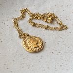 Handmade fully gold tone stainless steel antique vintage chic style coin necklace Photo 4