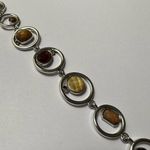 Lia Sophia Women’s Signed Rhinestone Silver Tone Brown Bracelet 7.5 Inch Photo 2