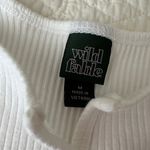 Wild Fable White Split Neck Super Cropped Tank Top M Photo 3