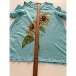 Jess & Jane Daisy Top Size M Blue Cold Shoulder Floral Asymmetrical Bumblebee Size M Photo 5