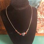 New Hand Crafted Heart Shaped Carnelian and Hematite Bead Necklace Gray Photo 0