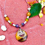 Handmade Tigers Eye Yoga Gemstone Leather Adjustable Necklace Photo 0