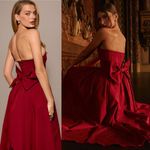 House Of CB  Pandora Berry Strapless Detachable Bow Red Maxi Dress Size L Photo 3