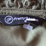 PRETTYGARDEN Pretty Garden Olive Eyelet Puff Sleeve Split Neck Cotton Blouse Size Small Photo 4