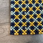 LULU NYC Handcrafted Beaded Gingham Blue Multi Tote Photo 2