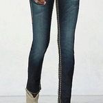 True Religion New Womens Brand Jeans Dark Blue 26 NWT Super T Skinny Flap White Photo 0