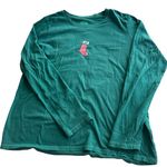 Life is Good  T Shirt Top W Large Christmas Stocking Green LS Heart Holiday Party Photo 1